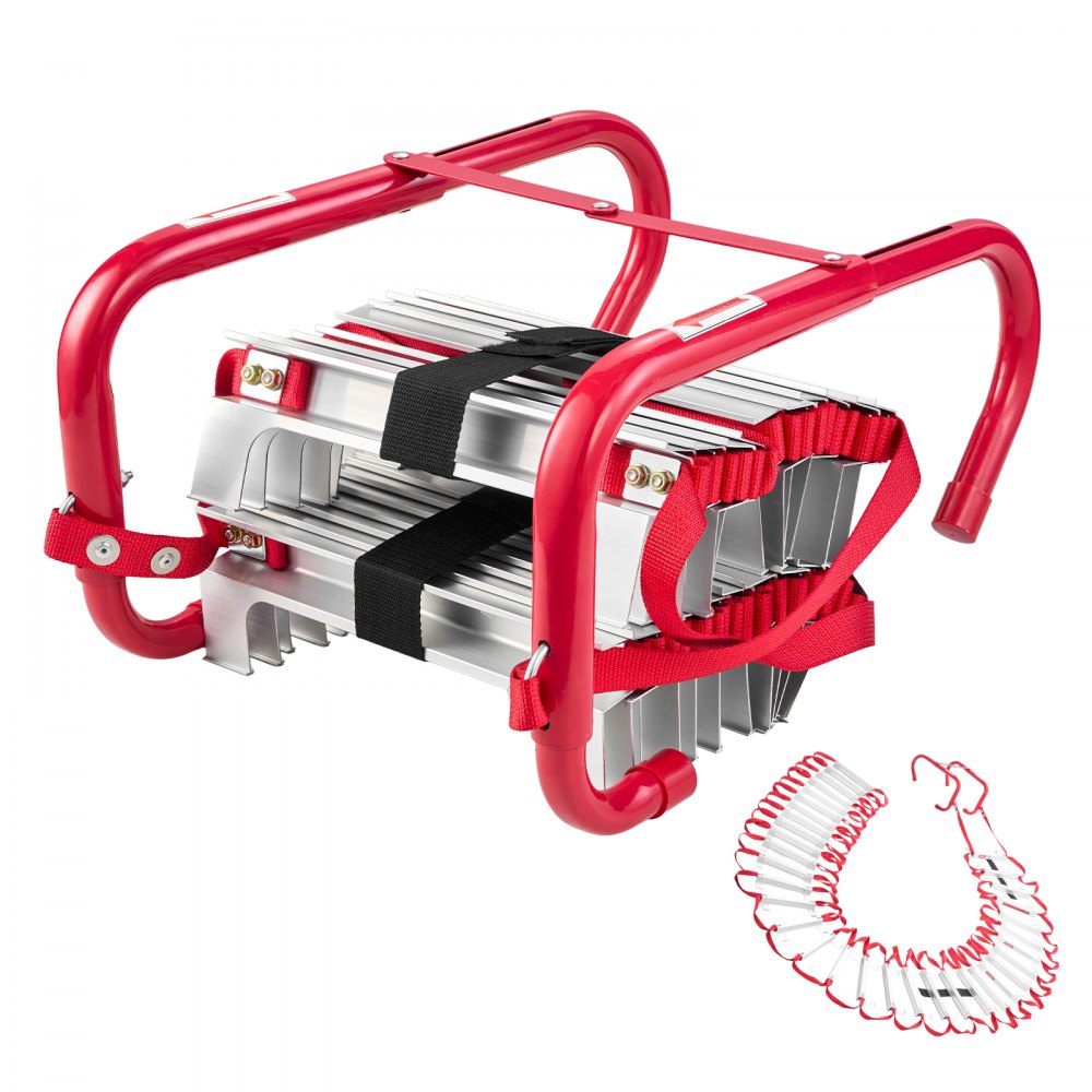 VEVOR Feuerleiter, 15 m, einziehbare Rettungsleiter max. 453,6 kg, 5-6 Stockwerke