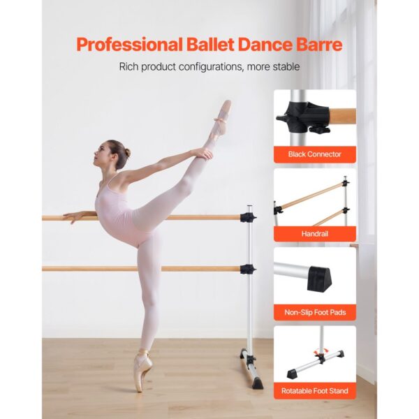 VEVOR Ballettstange Tanzstange freistehende Doppelstange, Gleichgewichtstraining, Entspannungsübungen – Bild 3