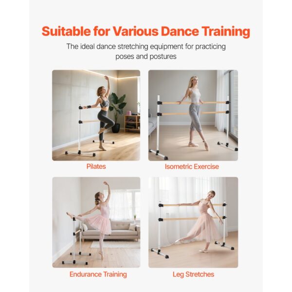 VEVOR Ballettstange Tanzstange freistehende Doppelstange, Gleichgewichtstraining, Entspannungsübungen – Bild 5