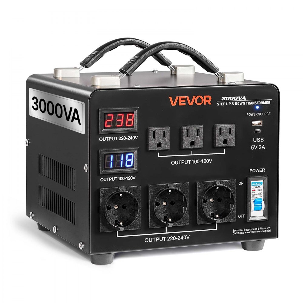 VEVOR Spannungswandler-Transformator, 3000 VA, 110 V auf 220 V & 220 V auf 110 V