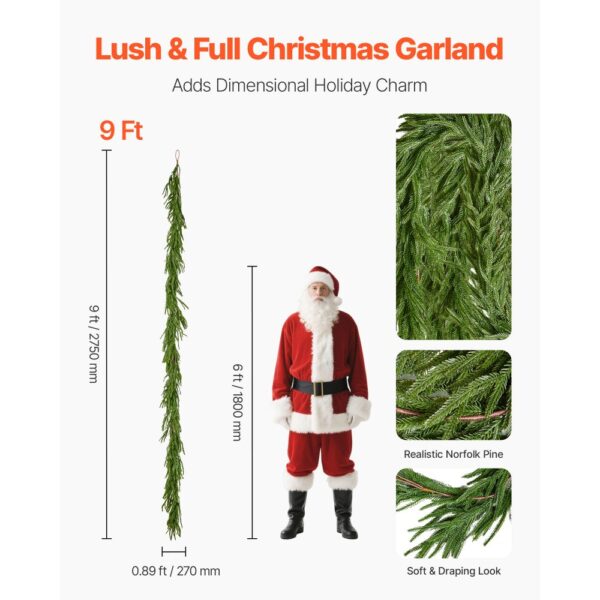 VEVOR Weihnachtsgirlande, 2750 mm, realistische Norfolk-Kieferngirlande – Bild 2