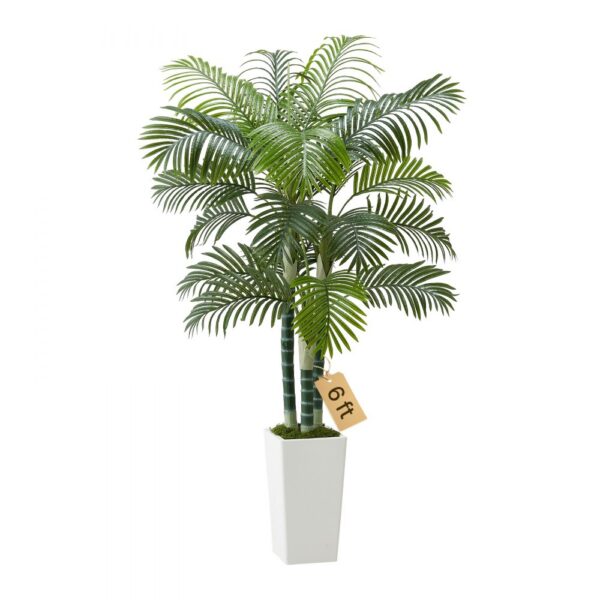 VEVOR Künstliche Areca-Palme, 1,8 m, künstliche tropische Palmenpflanzen mit weißem