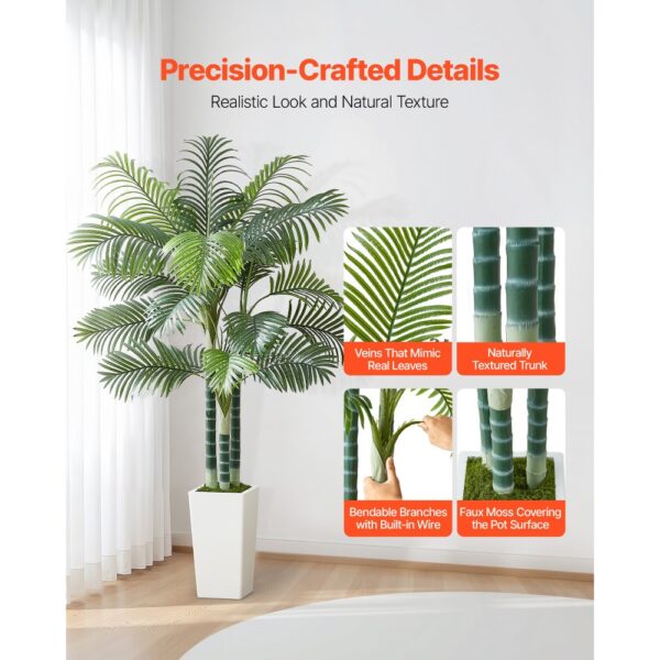 VEVOR Künstliche Areca-Palme, 1,8 m, künstliche tropische Palmenpflanzen mit weißem – Bild 2