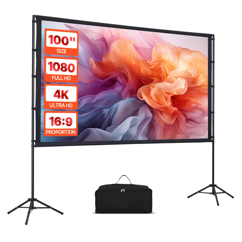 VEVOR Projektionsleinwand (100 Zoll) mit 160° Weitwinkel & Doppelstativ