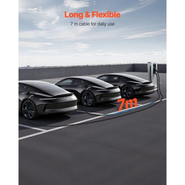 VEVOR EV Ladekabel, 16 A, 7 m, max. 11 kW, kompatibel mit Typ-2-Ladegeräten für Elektrofahrzeuge – Bild 3
