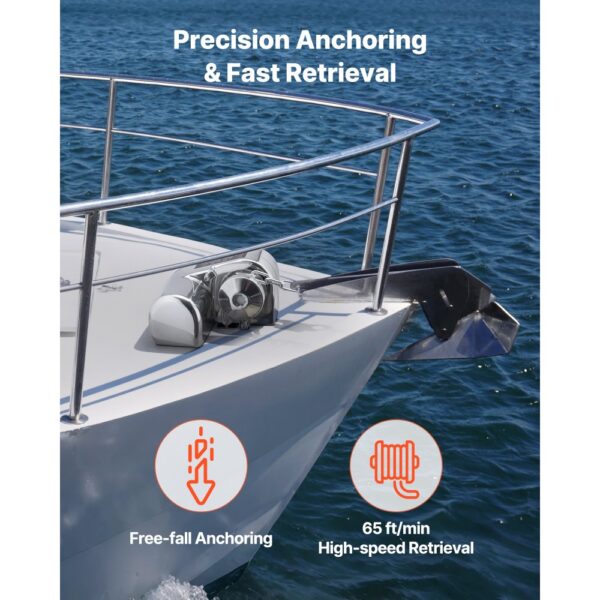 VEVOR Elektrische Angelwinde, 12 V DC 600 W, Max. Zugkraft 260 kg, Konstruktion aus Edelstahl 316 – Bild 3 VEVOR Elektrische Angelwinde, 12 V DC 600 W, Max. Zugkraft 260 kg, Konstruktion aus Edelstahl 316 – Bild 3