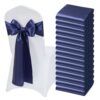 VEVOR Satin-Stuhlschärpen mit Schleifen (275x17 cm) 50 Stk. Stuhlbänder zum Binden, Stuhlschleifen Marineblau