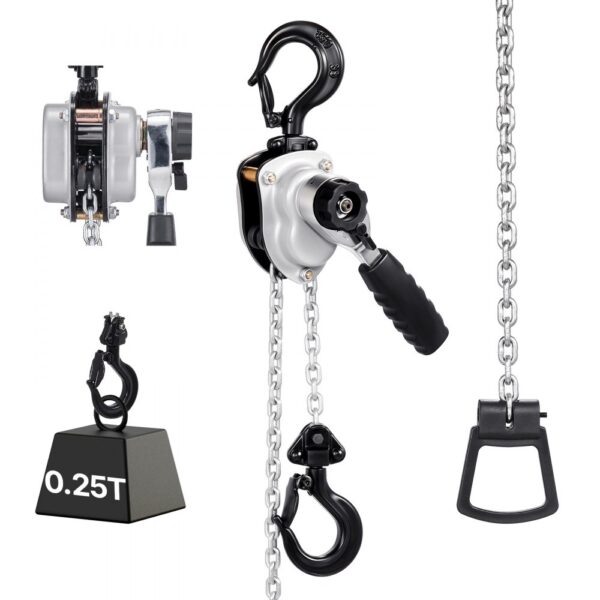 VEVOR Mini Hebelzug, 1/4T Kapazität, 1,5 m Hub, Kettenzug 360° drehbare Haken