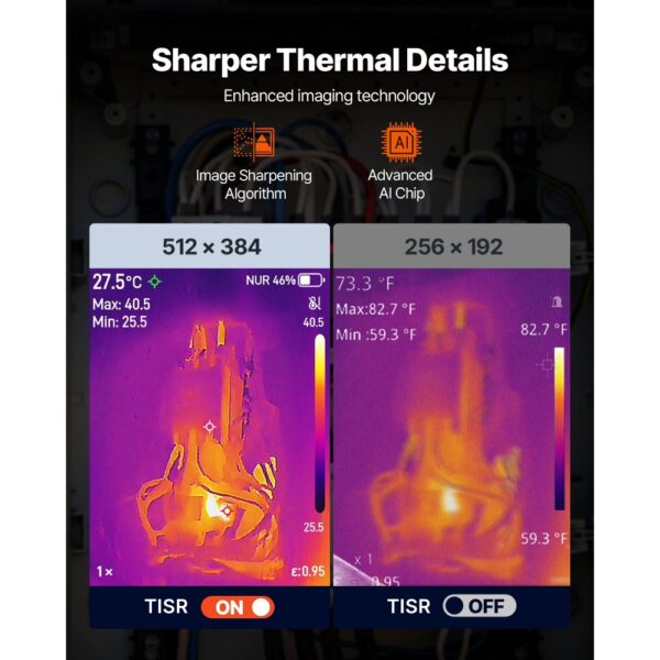 VEVOR Wärmebildkamera, TISR Superauflösung 512 x 384, Thermokamera mit 2MP visueller Kamera – Bild 2