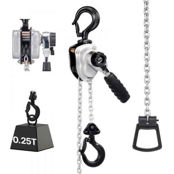 VEVOR Mini Hebelzug, 1/4T Kapazität, 3 m Hub, Kettenzug 360° drehbare Haken