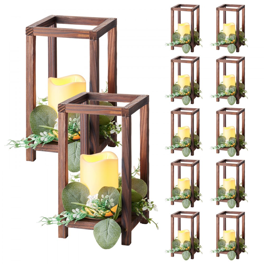 VEVOR 12er-Set, 12 flammenlosen LED-Kerzen, 12 Eukalyptusblätter-Kranz für Hochzeitstisch