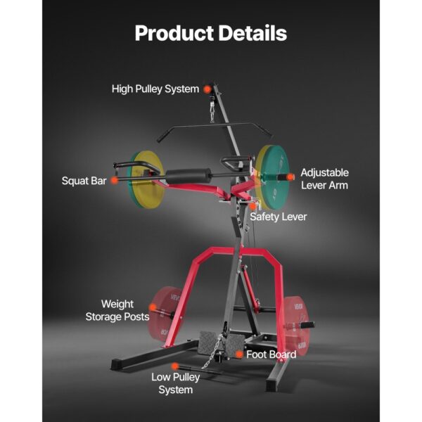 VEVOR Corner Leverage Gym Heim-Fitnessgerät mit 2:1-Verhältnis LAT Low Row System – Bild 5