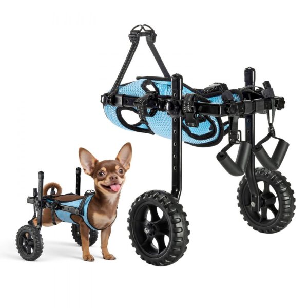 VEVOR Hunderollstuhl für Hinterbeine, verstellbarer Haustierrollstuhl, verletzte Hunde bis 10 kg