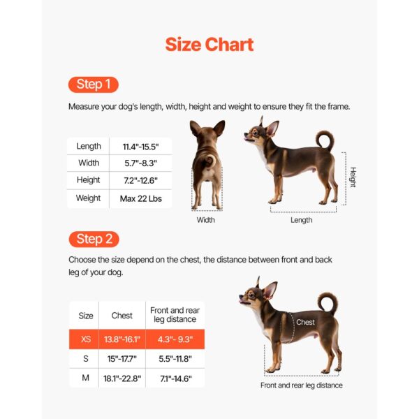 VEVOR Hunderollstuhl für Hinterbeine, verstellbarer Haustierrollstuhl, verletzte Hunde bis 10 kg – Bild 3
