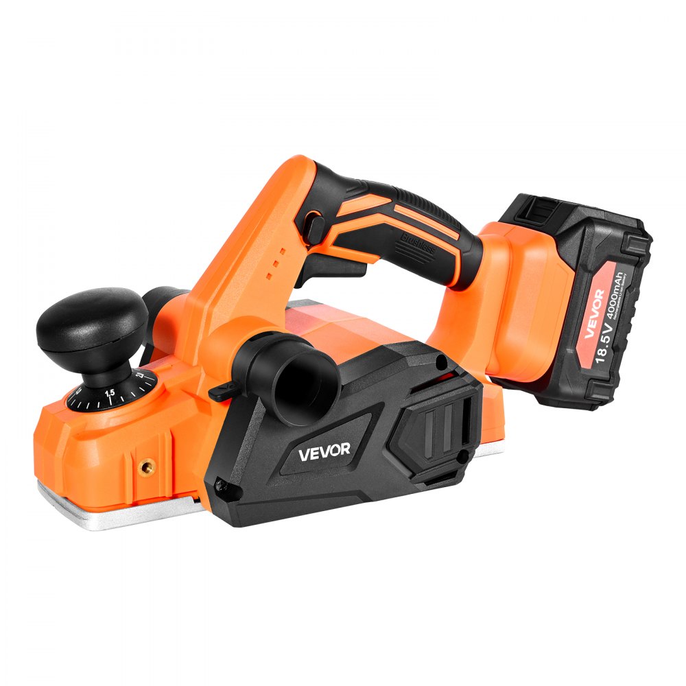 VEVOR Akku-Hobel, 82 mm Schnittbreite, 15000 U/min Elektrohobel für Holz mit 4,0 Ah 18 V Lithium-Akku