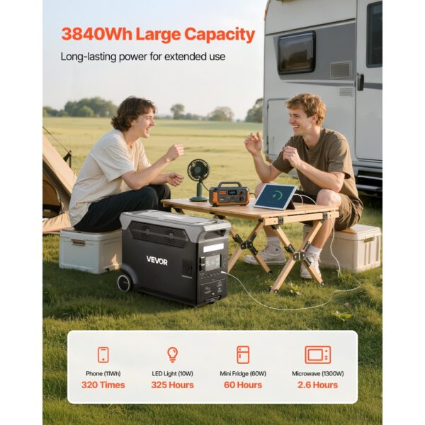 VEVOR tragbare Powerstation 3600 W, 3840 Wh, Solargenerator mit 10 Ausgangsanschlüssen – Bild 2