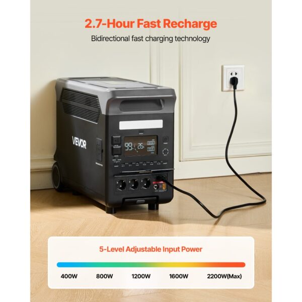 VEVOR tragbare Powerstation 3600 W, 3840 Wh, Solargenerator mit 10 Ausgangsanschlüssen – Bild 4