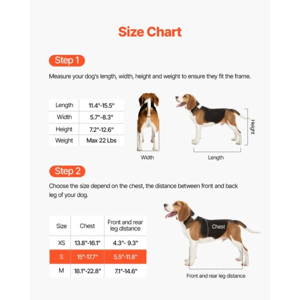 VEVOR Hunderollstuhl für Hinterbeine, verstellbarer Haustierrollstuhl, verletzte Hunde bis 10 kg – Bild 3
