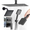 VEVOR Duschsystem-Set mit 12 Zoll Regenduschsystem / 6 Zoll Wandmontagekopf / 4 in 1 Handbrause, Mattschwarz