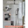 VEVOR Duschsystem-Set mit 12 Zoll Regenduschsystem / 6 Zoll Wandmontagekopf / 4 in 1 Handbrause, Mattschwarz – Bild 2