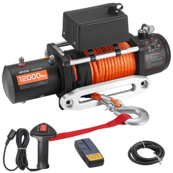 VEVOR Elektrische Seilwinde, 5400 kg, 12 V DC LKW-Winde mit Φ9,1mm x 23m Synthetikseil VEVOR Elektrische Seilwinde, 5400 kg, 12 V DC LKW-Winde mit Φ9,1mm x 23m Synthetikseil