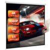 VEVOR manuelle Projektionsleinwand Beamer Leinwand, 120 Zoll 1:1 4K 1080 HD, einziehbare Projektionsleinwand