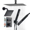 VEVOR Duschsystem-Set mit 12 Zoll Regenduschsystem / 6 Zoll Wandmontagekopf / 2 in 1 Handbrause
