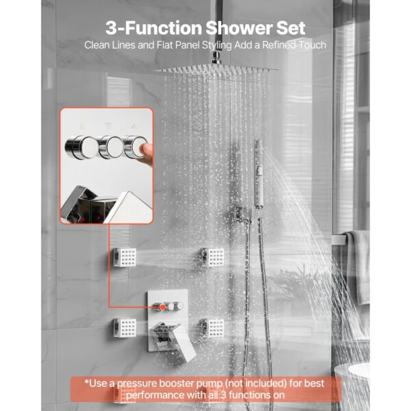 VEVOR Duschsystem-Set mit 10 Zoll Regenduschsystem / 6 Körperbrausen / 2 in 1 Handbrause, Chrom Badezimmer – Bild 2 VEVOR Duschsystem-Set mit 10 Zoll Regenduschsystem / 6 Körperbrausen / 2 in 1 Handbrause, Chrom Badezimmer – Bild 2