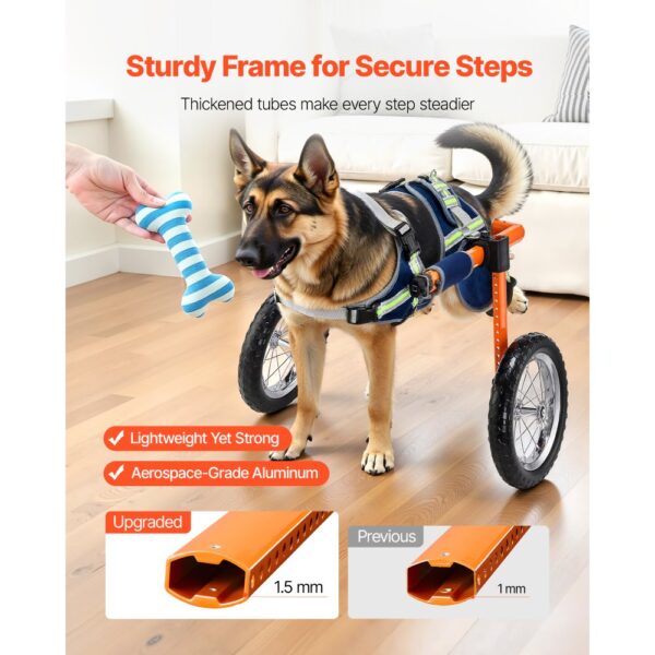 VEVOR Hunderollstuhl für Hinterbeine, Haustierrollstuhl mit 2 Rädern, behinderte Hunde 21,77–39,92kg – Bild 4