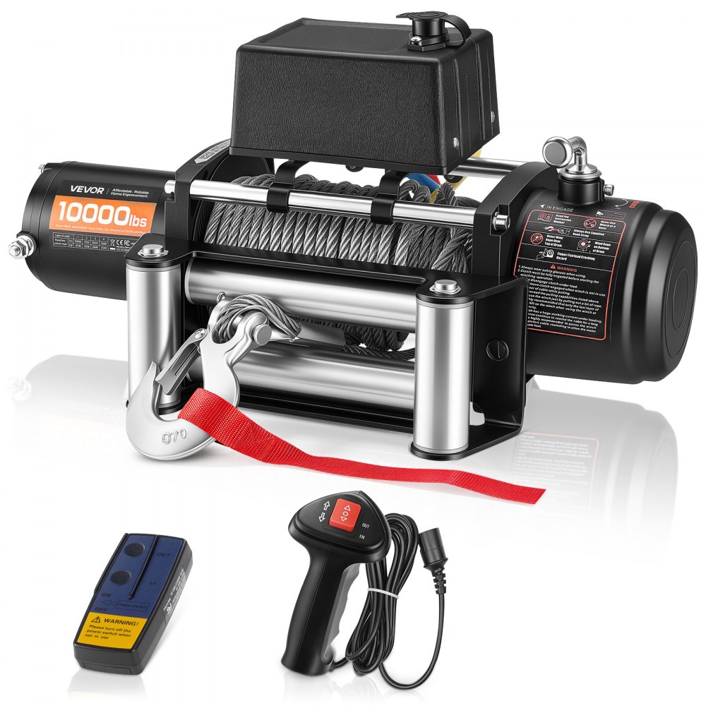 VEVOR Elektrische Seilwinde, 4500 kg, 12 V DC LKW-Winde mit Φ 8,3 mm x 19,8 m Stahlseil
