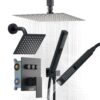 VEVOR Duschsystem-Set inkl. 10 Zoll Regenduschsystem / 6 Zoll Wandmontagekopf / 2 in 1 Handbrause, Mattschwarz