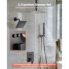 VEVOR Duschsystem-Set inkl. 10 Zoll Regenduschsystem / 6 Zoll Wandmontagekopf / 2 in 1 Handbrause, Mattschwarz – Bild 2