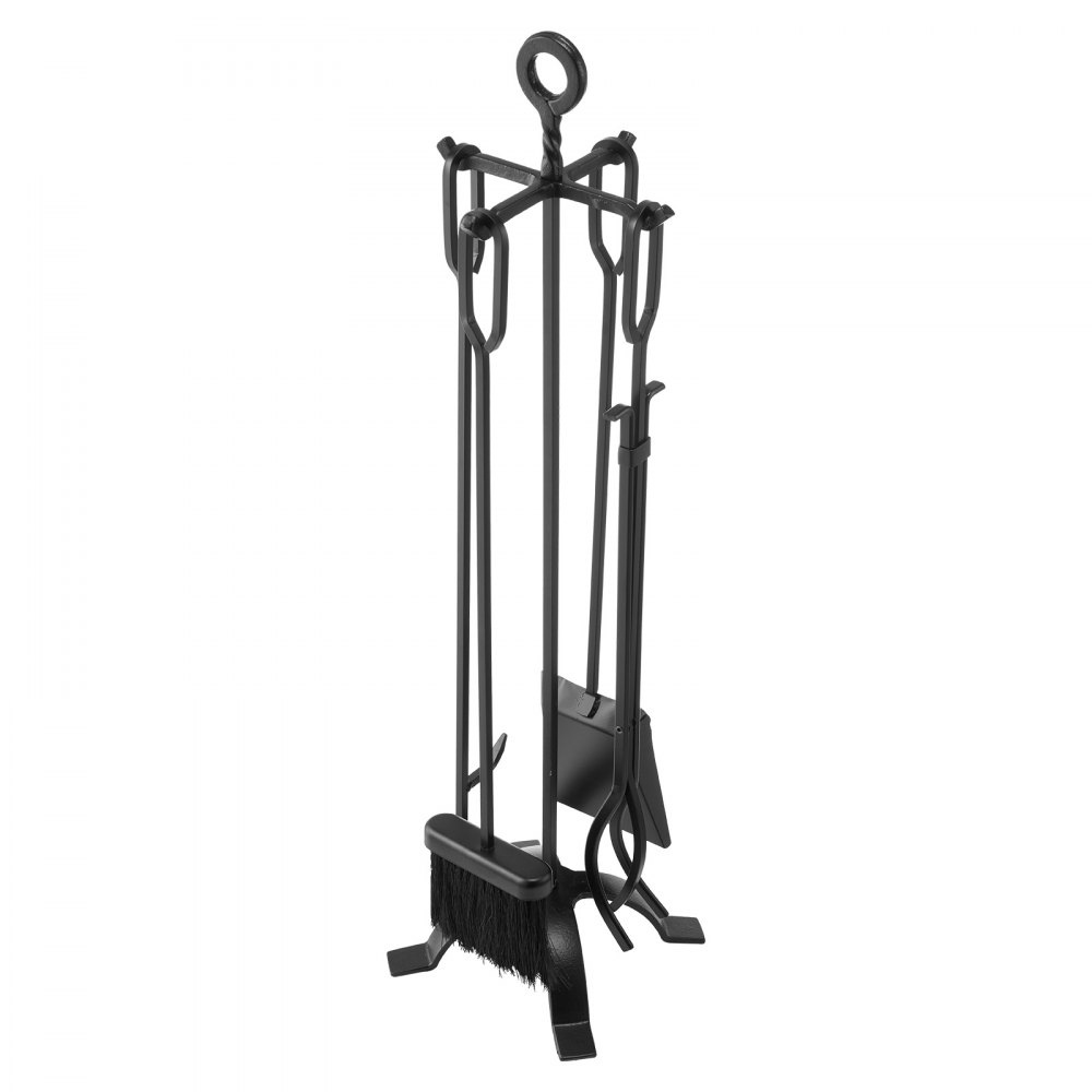 VEVOR Kaminbesteck-Set, 5-teiliges Ofenbesteck-Set, vierzackiger Ständer