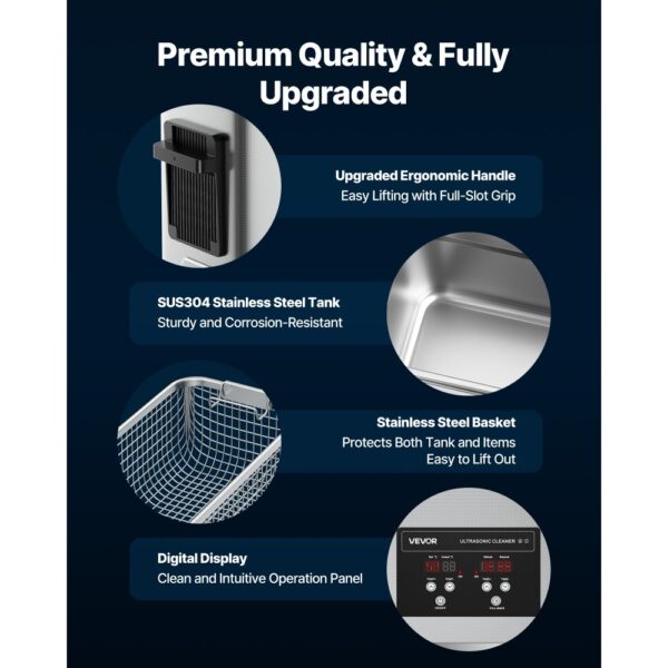 VEVOR 6 L Ultraschallreiniger, 120 W Edelstahl 40 kHz Industrielle Reinigungsmaschine für Uhren Schmuck – Bild 5