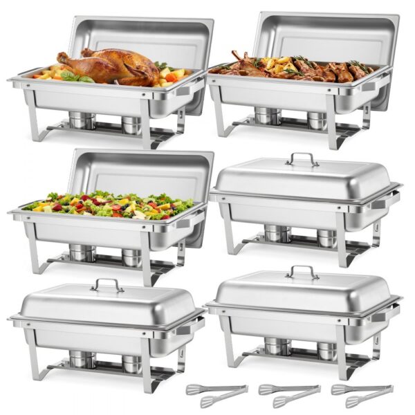 VEVOR rechteckiger Chafing Dish Set 8,5 L Speisenwärmer (6 Stk.) Buffet Warmhaltebehälter mit Griff