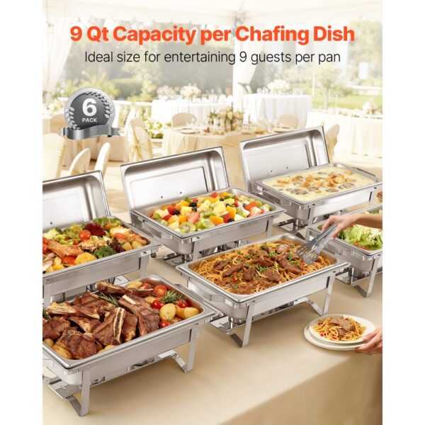 VEVOR rechteckiger Chafing Dish Set 8,5 L Speisenwärmer (6 Stk.) Buffet Warmhaltebehälter mit Griff – Bild 3