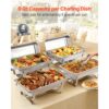 VEVOR rechteckiger Chafing Dish Set 8,5 L Speisenwärmer (4 Stk.) Buffet Warmhaltebehälter mit Griff – Bild 3