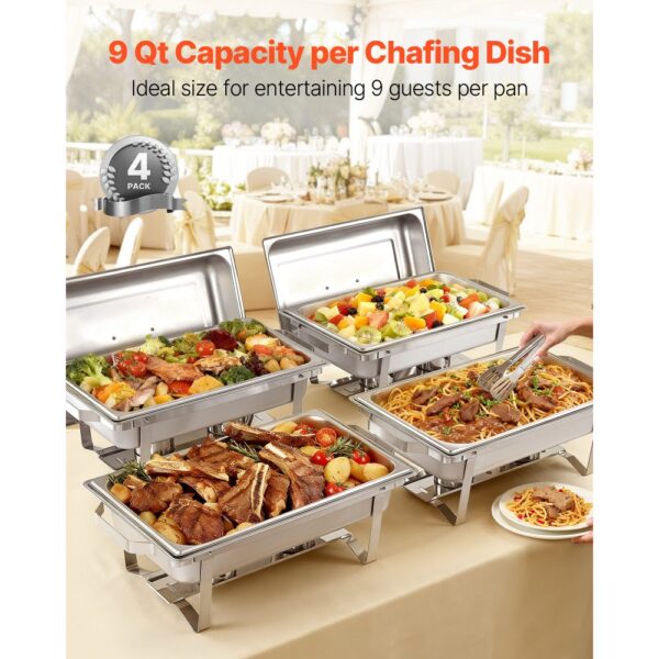 VEVOR rechteckiger Chafing Dish Set 8,5 L Speisenwärmer (4 Stk.) Buffet Warmhaltebehälter mit Griff – Bild 3