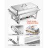 VEVOR rechteckiger Chafing Dish Set 8,5 L Speisenwärmer (4 Stk.) Buffet Warmhaltebehälter mit Griff – Bild 4