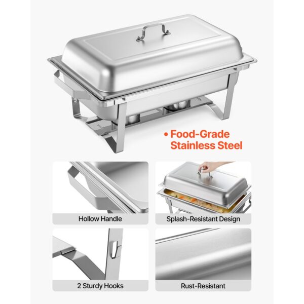 VEVOR rechteckiger Chafing Dish Set 8,5 L Speisenwärmer (4 Stk.) Buffet Warmhaltebehälter mit Griff – Bild 4