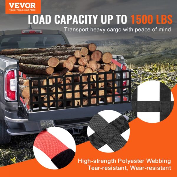 VEVOR Heckklappennetz, 1370 x 460 mm, LKW-Ladeflächennetz bis zu 680 kg – Bild 2