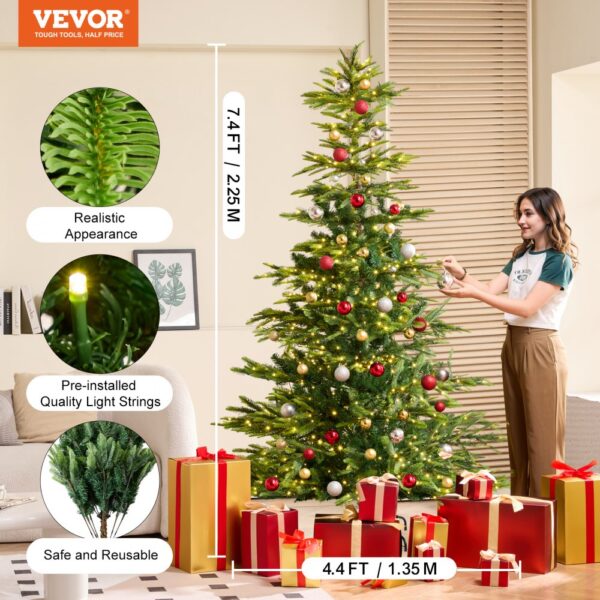 VEVOR Weihnachtsbaum, 1,35 x 2,25 m, Tannenbaum mit 700 warmweißen LED-Lichtern – Bild 2 VEVOR Weihnachtsbaum, 1,35 x 2,25 m, Tannenbaum mit 700 warmweißen LED-Lichtern – Bild 2