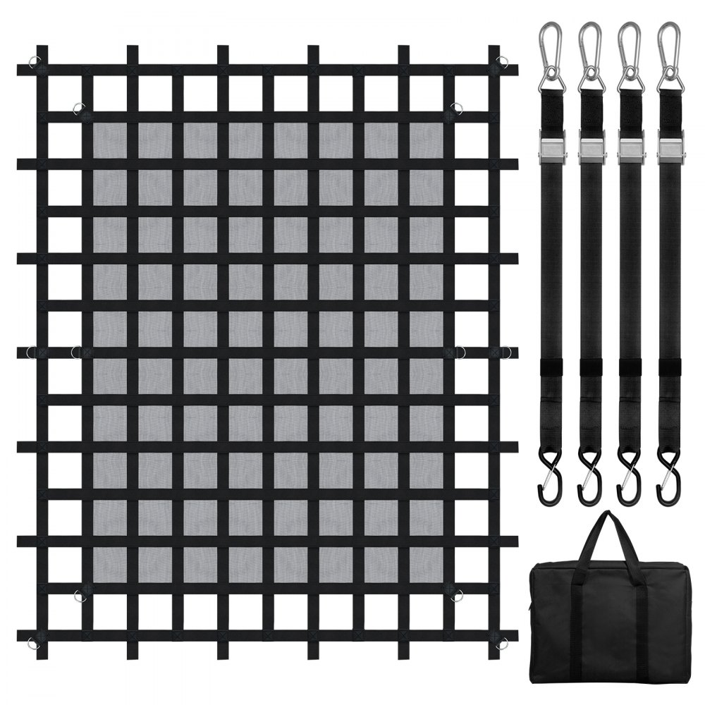 VEVOR Frachtnetz, 2440 x 2060 mm, 4 verstellbare Gurte mit Karabinern & S-Haken