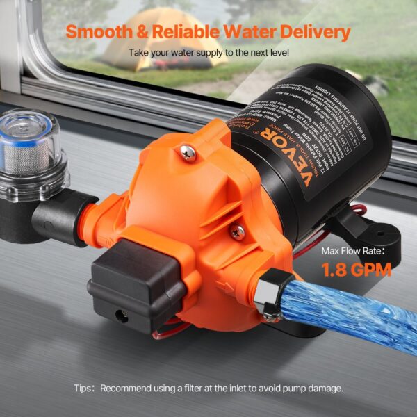VEVOR 12-V-Membranpumpe, 6,81 L/min, 60 PSI, 1/2 Zoll MNPT-Anschluss, für Wohnmobil – Bild 5