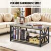 VEVOR Couchtisch Kaffeetisch im Farmhouse-Stil 100 cm, rechteckiger Couchtisch mit offenem Ablagefach – Bild 3