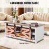 VEVOR Couchtisch Kaffeetisch im Farmhouse-Stil, rechteckiger Couchtisch mit 2 Schiebetüren – Bild 3