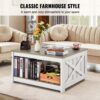 VEVOR Couchtisch Kaffeetisch im Farmhouse-Stil, quadratischer Couchtisch mit offenem Ablagefach – Bild 3
