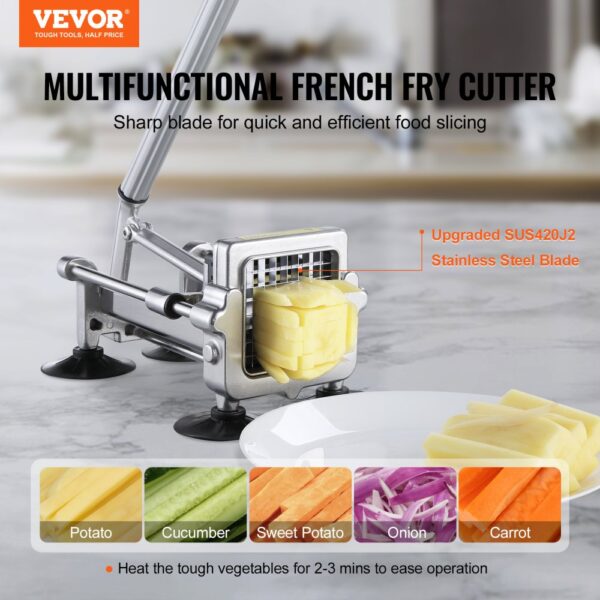 VEVOR Pommes-Frites-Schneider, Kartoffelschneider mit 1/2 & 3/8 & 1/4 Zoll Edelstahlklingen – Bild 2
