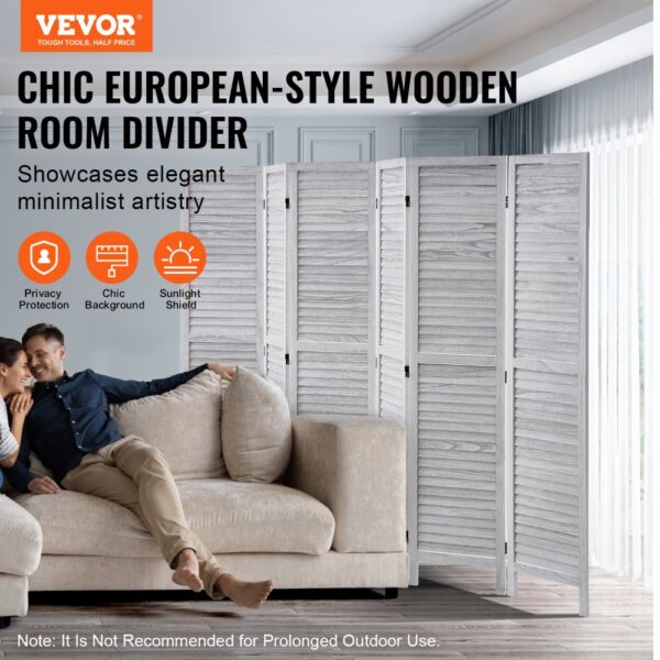 VEVOR Raumteiler Paravent aus Holz 6-teiliger faltbarer Sichtschutz, 242 cm langer Raumteiler – Bild 2