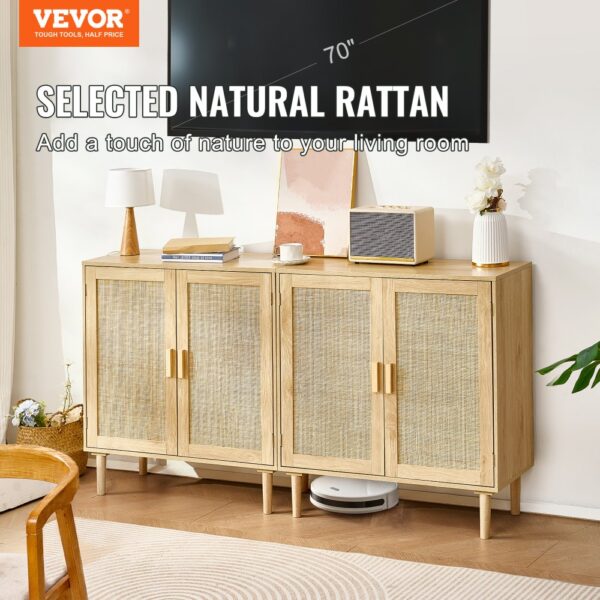 VEVOR Rattanschrank Rattankommode 2 Stk. Aufbewahrungsschrank mit 4 magnetischen Türen – Bild 2